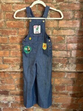 Vintage 1970s Buster Brown Children's Denim Overalls Customized Size 6X 7